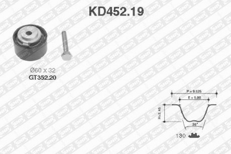 Комплект ременя ГРМ SNR NTN KD452.19