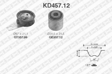 Роликовый модуль натяжителя ремня (ролик, ремень) SNR NTN KD457.12