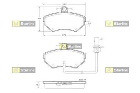 Тормозные колодки дисковые STARLINE BD S144 (фото 1)