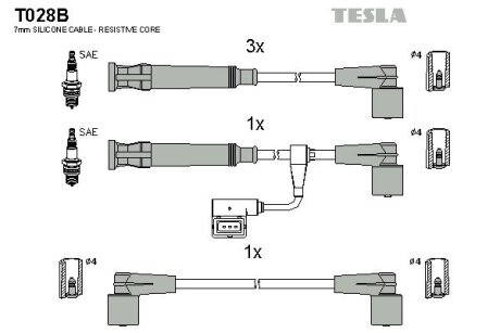 Провід високовольтні, комплект Bmw 3 (E36) TESLA T028B