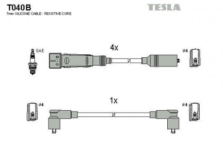 Комплект кабелів запалювання TESLA T040B