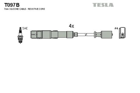 Провід високовольтні, комплект Mercedes-benz A-class (w169) 1.5 (04-12) TESLA T097B