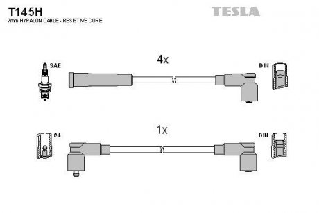 Комплект кабелей зажигания TESLA T145H