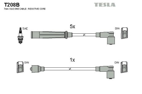 Комплект кабелів запалювання TESLA T208B