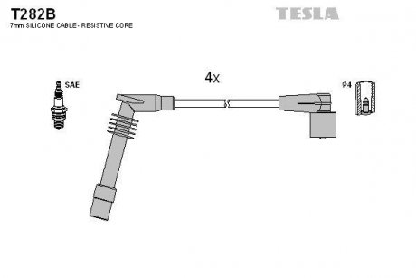 Комплект кабелей зажигания TESLA T282B