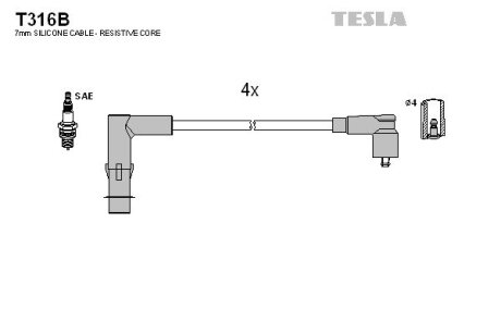 Комплект кабелей зажигания TESLA T316B