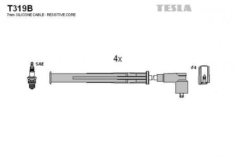 Комплект кабелів запалювання TESLA T319B