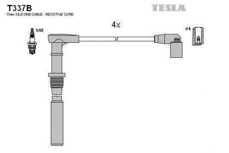 Комплект кабелів запалювання TESLA T337B