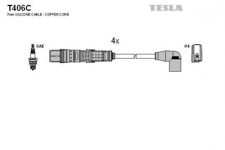 Комплект кабелів запалювання TESLA T406C