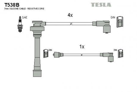 Комплект кабелей зажигания TESLA T538B