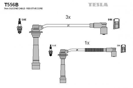 Комплект кабелей зажигания TESLA T556B