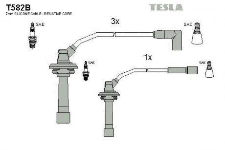 Комплект кабелей зажигания TESLA T582B