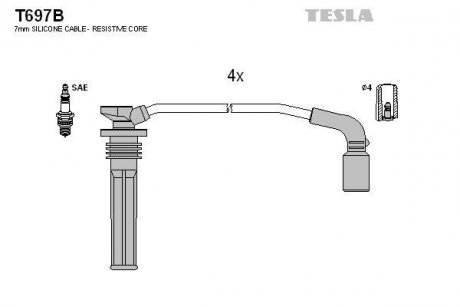 Комплект кабелів запалювання TESLA T697B