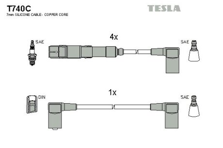 Комплект кабелей зажигания TESLA T740C