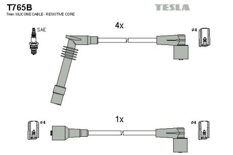 Комплект кабелів запалювання TESLA T765B