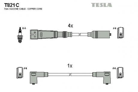 Комплект кабелів запалювання TESLA T821C