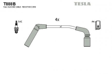 Провода свечные Матиз 1,0 (силикон) TESLA T888B