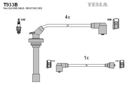 Комплект кабелей зажигания TESLA T933B