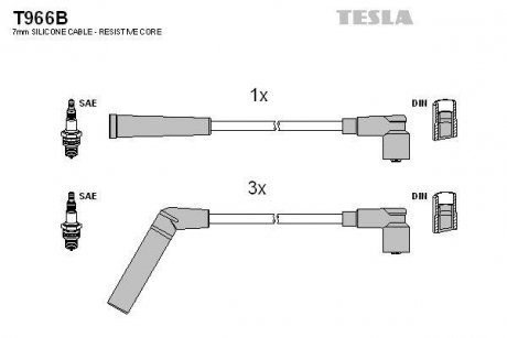 Комплект кабелей зажигания TESLA T966B