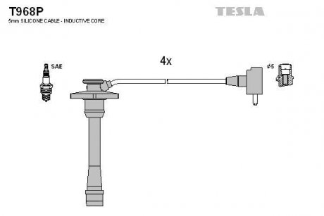 Комплект кабелів запалювання TESLA T968P