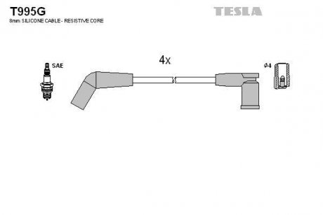 Комплект кабелей зажигания TESLA T995G