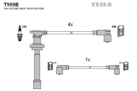 Провода высоковольтные, комплект Nissan TESLA T999B