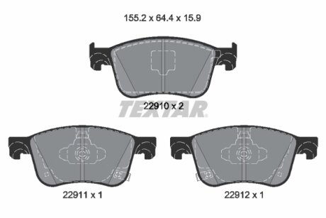 Комплект гальмівних колодок, дискове гальмо TEXTAR 2291001