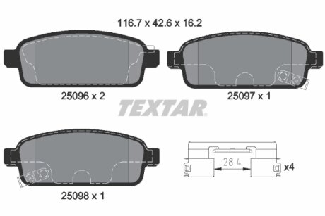 Комплект гальмівних колодок TEXTAR 2509606