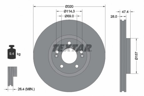 Диск тормозной TEXTAR 92237805 (фото 1)