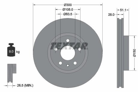 Диск тормозной TEXTAR 92268603 (фото 1)