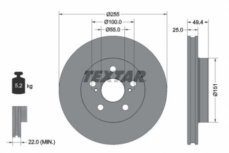 Диск тормозной TEXTAR 92301703 (фото 1)