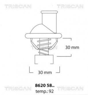 Термостат 92°C Opel Omega 1.8/1.8i TRISCAN 86205892