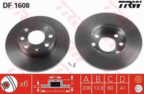 Диск тормозной TRW DF1608