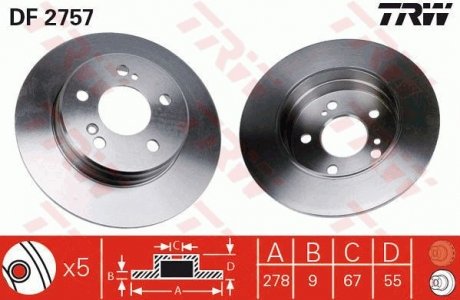 Диск тормозной TRW DF2757