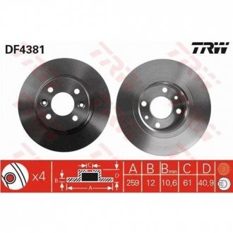 Диск тормозной TRW DF4381