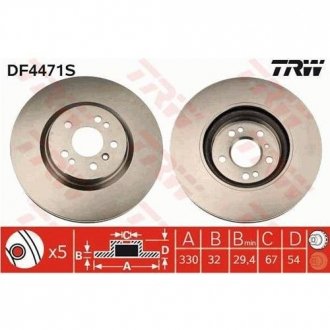 Гальмівний диск TRW DF4471S (фото 1)