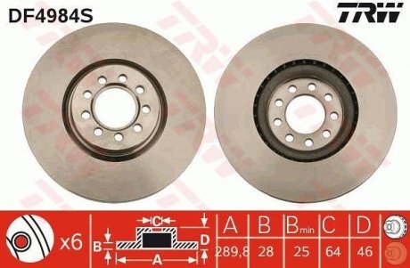 Диск гальмівний TRW DF4984S