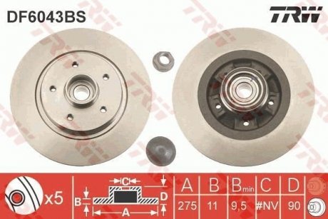 Диск тормозной TRW DF6043BS