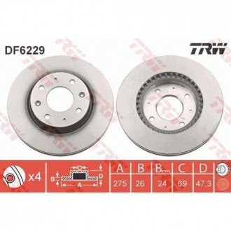 Диск тормозной TRW DF6229