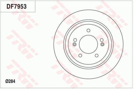 Диск гальмівний (1 шт.) HYUNDAI/KIA Grandeur/Optima/Soul "R D=284mm "11>> TRW DF7953 (фото 1)