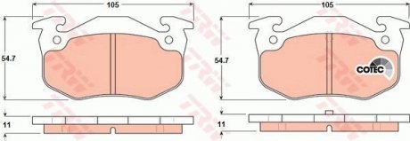 Колодки тормозные CITROEN - PEUGEOT Saxo/Xsara/Xsara Estate/Break/ZX/106/205/205 Cabrio/206 TRW GDB1305