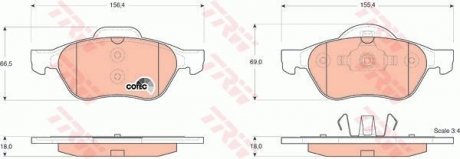 Комплект гальмівних колодок, дискове гальмо TRW GDB1540