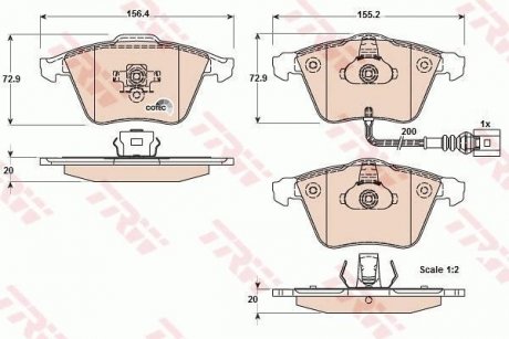 Комплект гальмівних колодок, дискове гальмо TRW GDB1616 (фото 1)