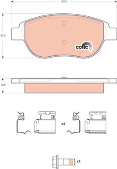 Комплект тормозных колодок, дисковый тормоз TRW GDB1676 (фото 1)