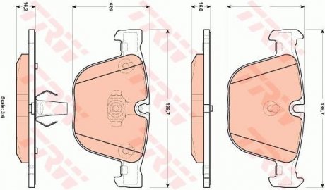 Комплект тормозных колодок из 4 шт. дисков TRW GDB1892 (фото 1)