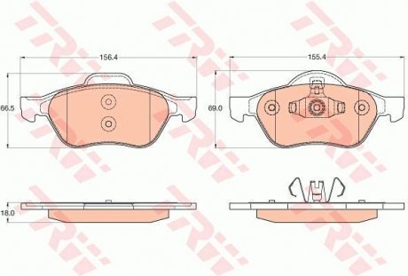 Гальмівні колодки, дискові TRW GDB2053 (фото 1)