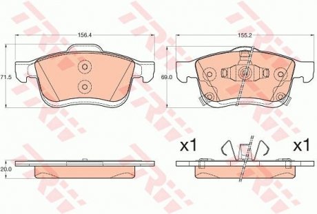 Комплект гальмівних колодок з 4 шт. дисків TRW GDB2060