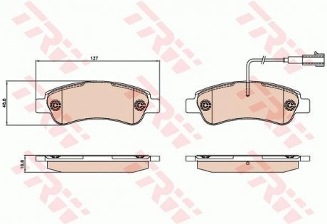 Комплект гальмівних колодок з 4 шт. дисків TRW GDB2068 (фото 1)