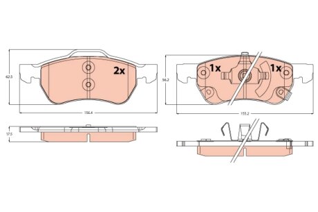 Комплект гальмівних колодок, дискове гальмо TRW GDB2383