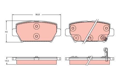 Комплект гальмівних колодок, дискове гальмо TRW GDB2435